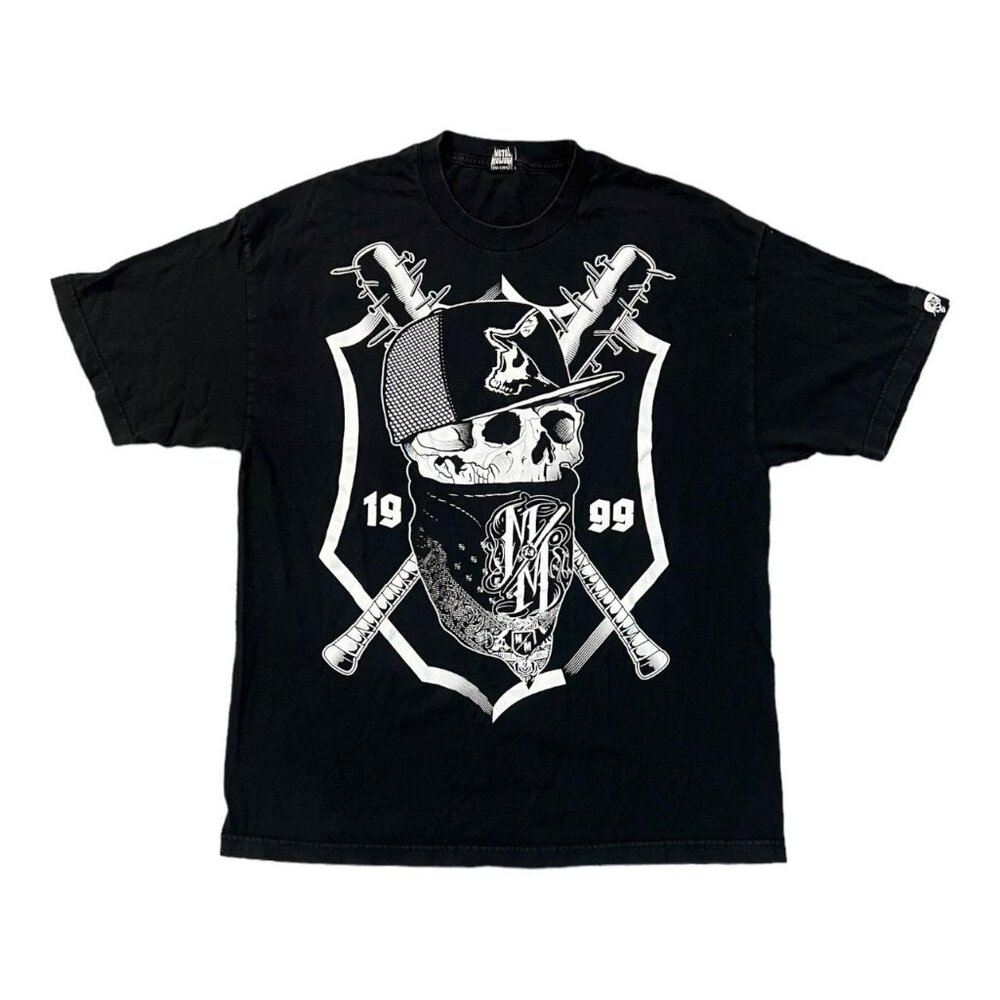 Vintage Metal Mulisha Skull Baseball Bat Crossbones 1999 T-shirt